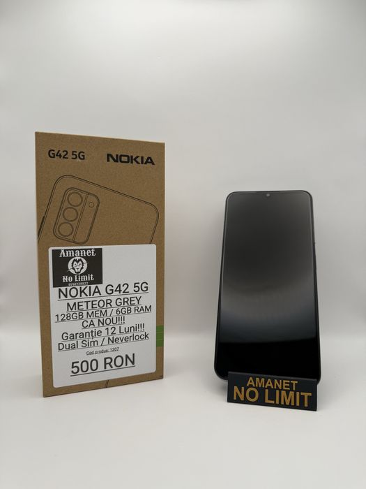Nokia G42 5G Gray 128GB / 6GB RAM CA Nou Garantie 1An, AMANET NO LIMIT