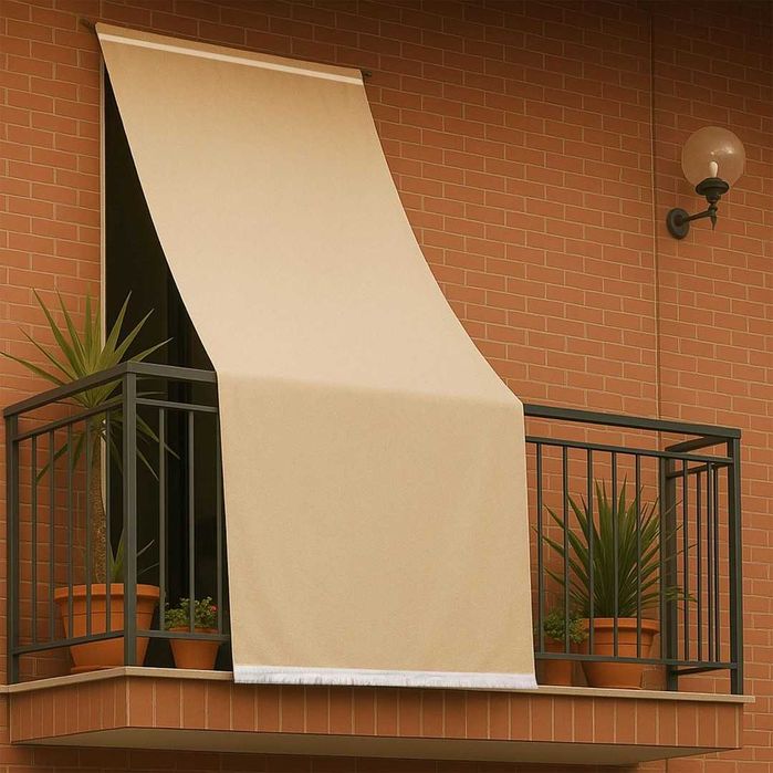 Copertină cu franjuri și inele brevetate