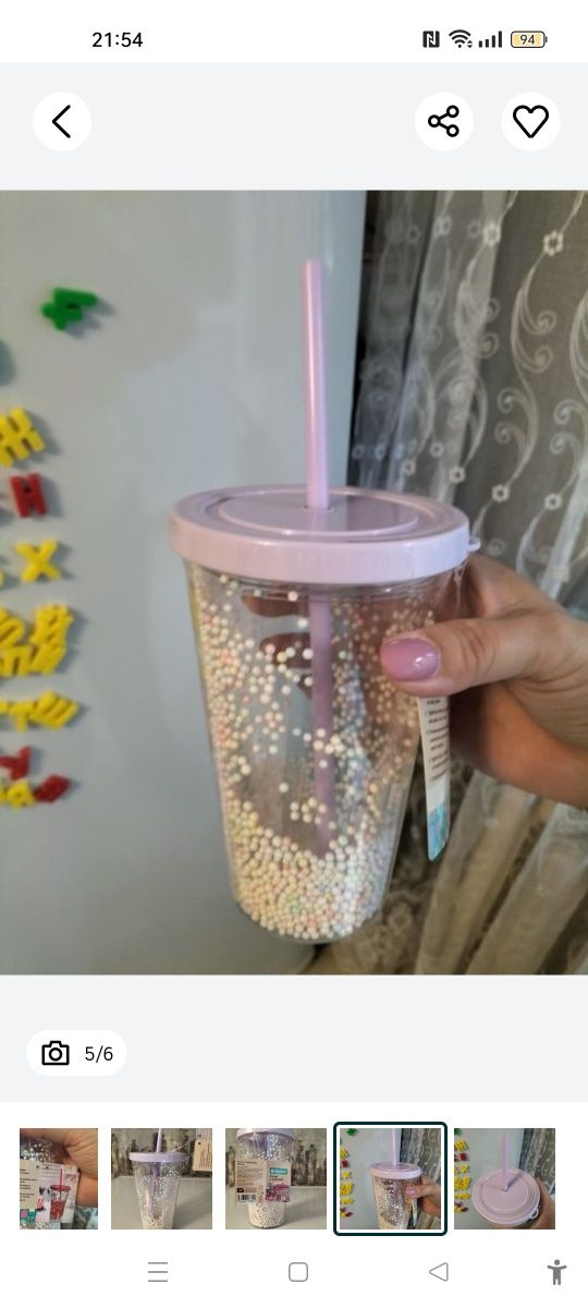 Продам стакан с трубочкой новый.