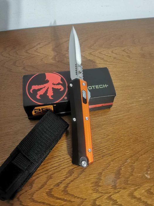 Microtech Glykon Baionetă dublu tăiș OTF Auto mâner portocaliu/negru