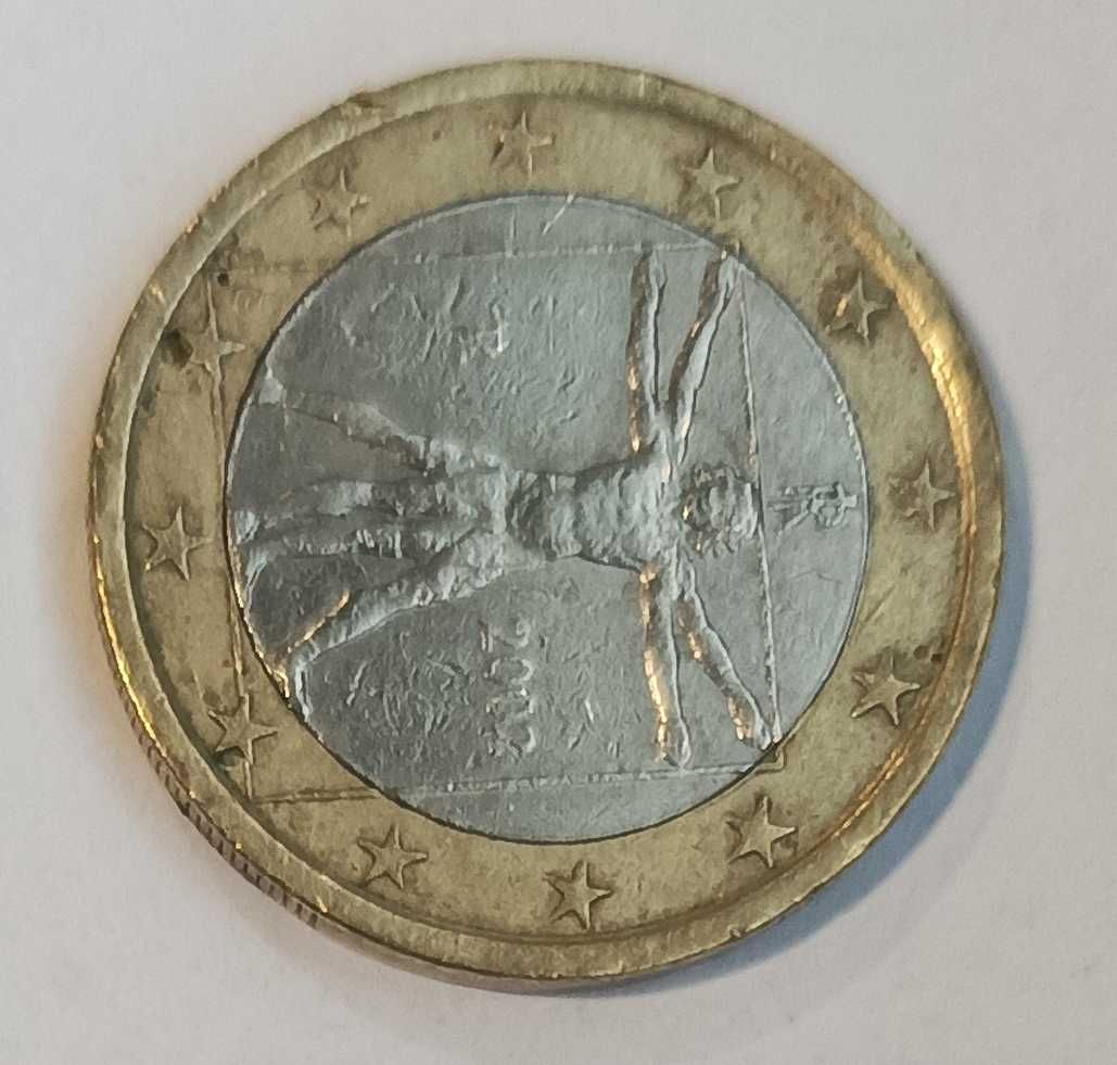 Monede colectii 1 Euro Omul Vitruvian si 50 Euro Cent Spania Cervantes