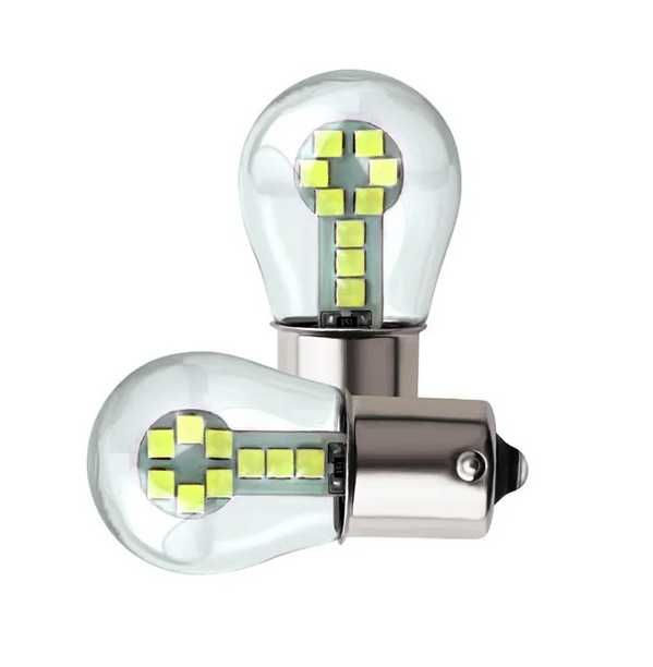 LED диодни крушки 2бр с една и две светлини P21W - P21/5W - 18 диода