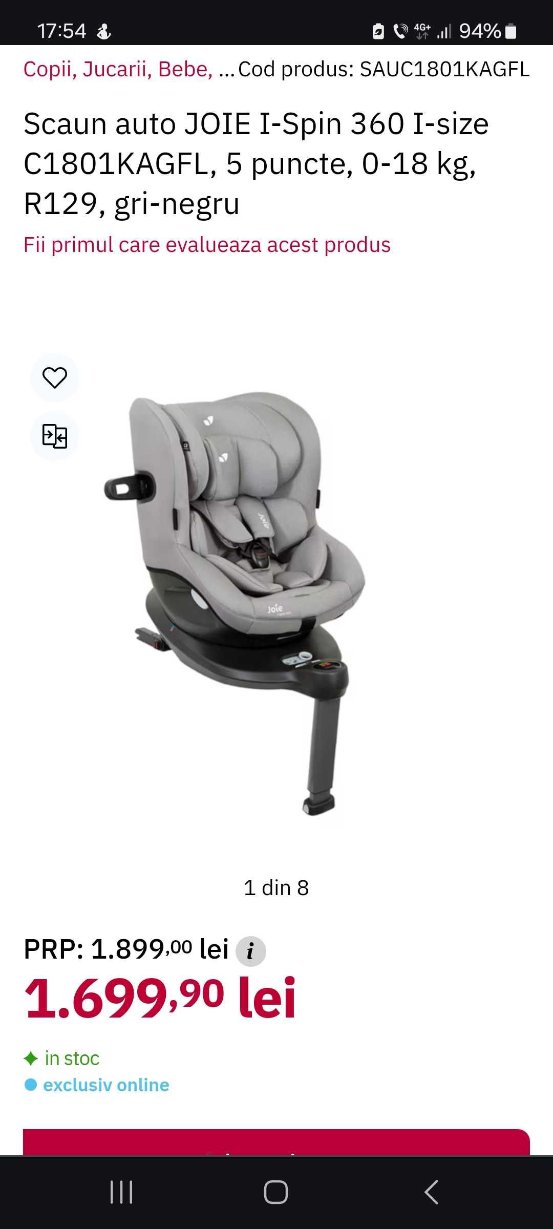 Joie I-Spin 360 I-size scaun auto 0-4 ani