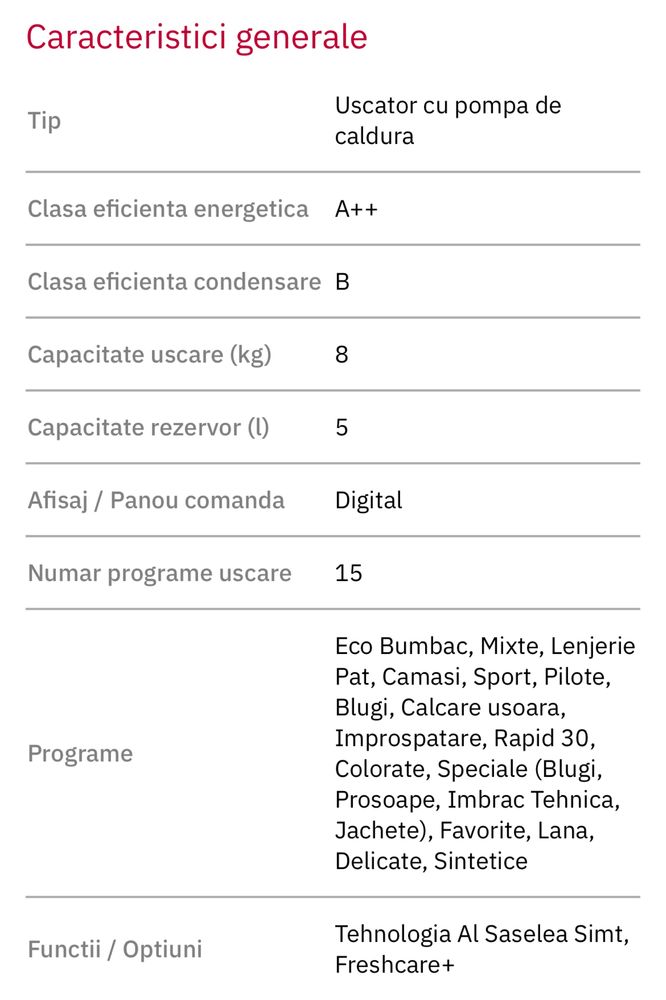 Uscator rufe Whirpool, 8kg