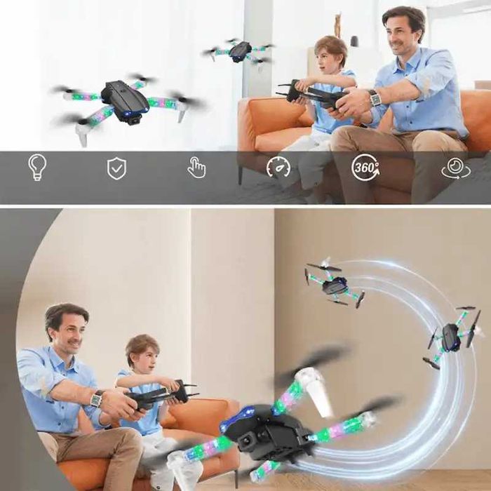 Mini Dronă  Light Edition 2 Camere HD Brate LED Colorate 100m Rază