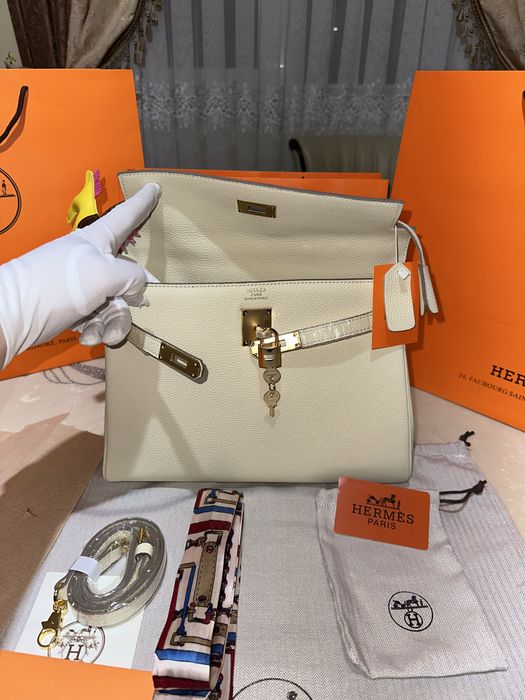 Geanta Hermes Kelly 32cm Crem/Accesorii Gold