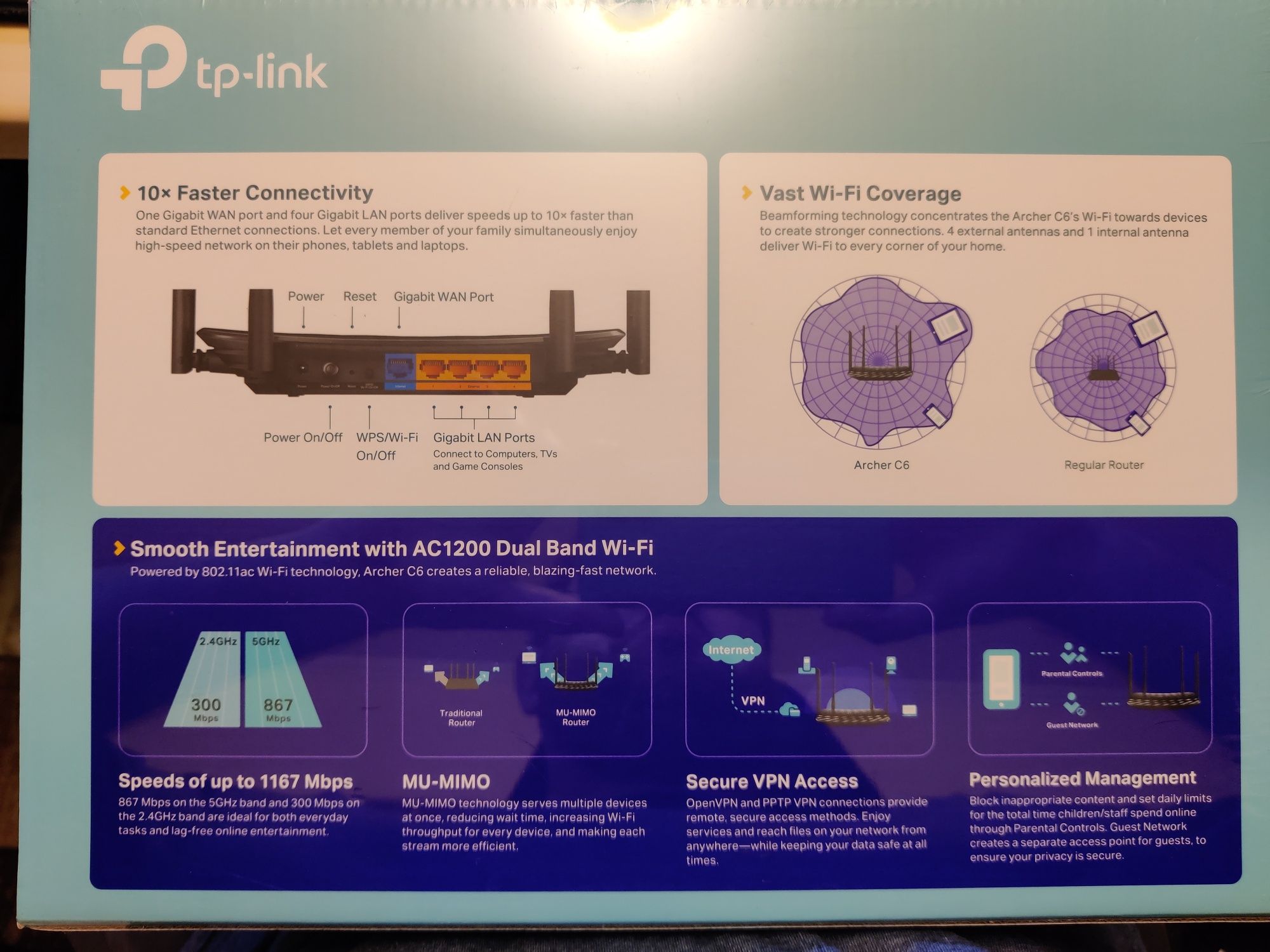 Router Wireless Gigabit TP-LINK Archer A6 AC1200 NOU SIGILAT