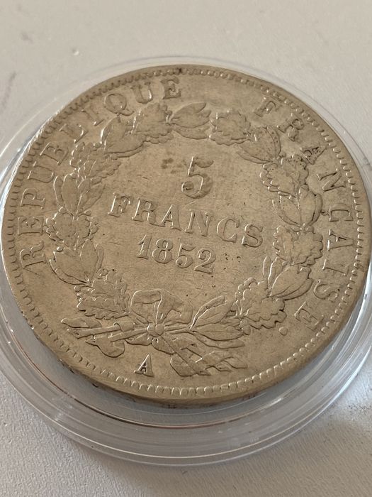 5 франка Франция 1852 25 грама сребро 900/1000