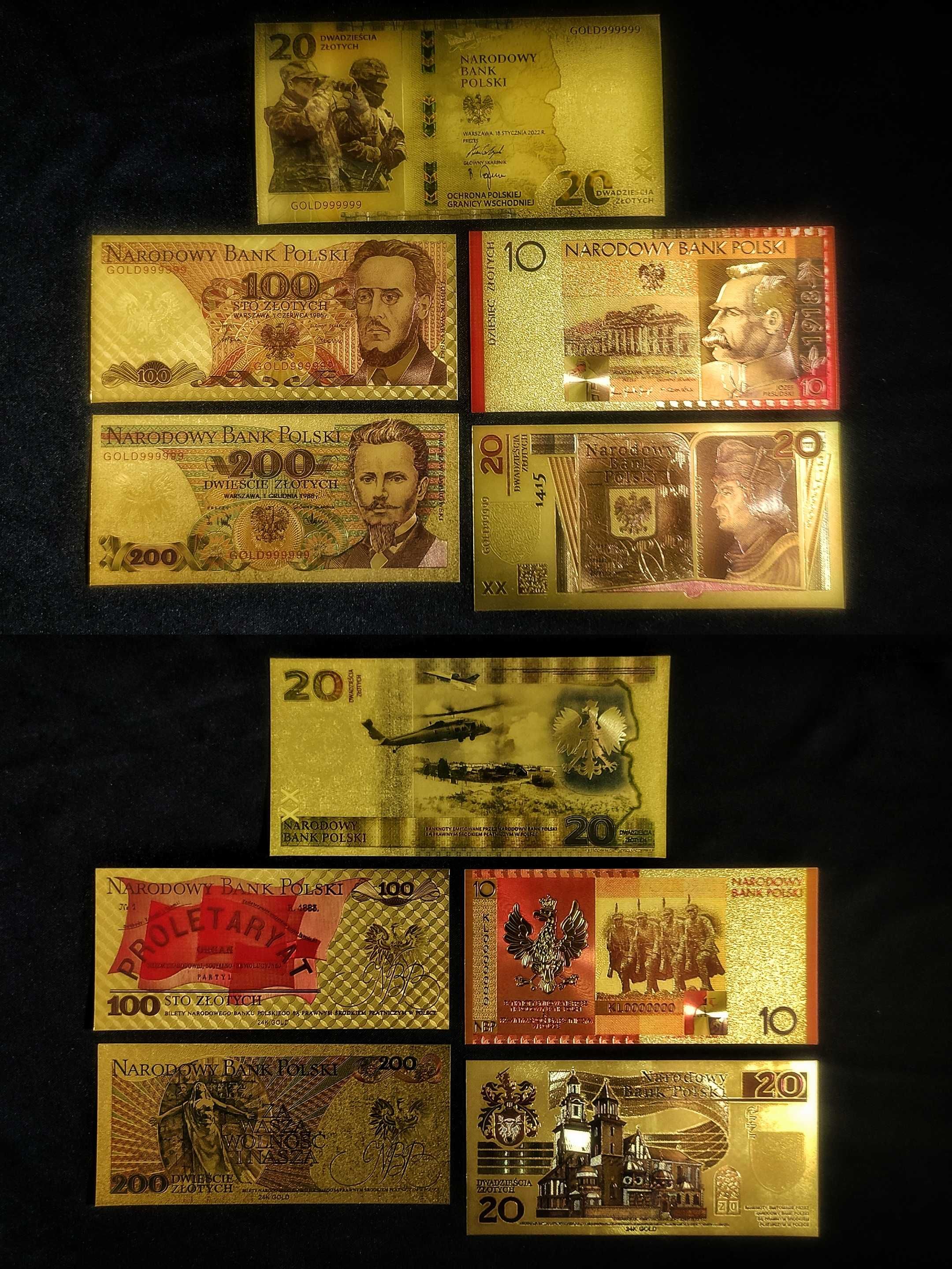 Польша. Сувенирные «Золотые» Банкноты 24k GOLD. Польский Злотый
