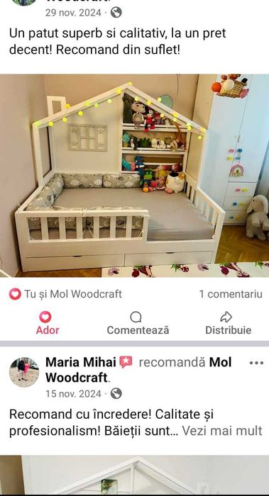 Patut bebe pat casuta pat montessori pat din lemn natural mobila copil