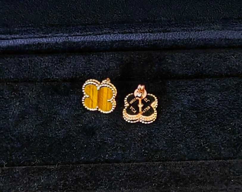Розови обеци с черен оникс - Van Cleef & Arpels VCA Vintage Alhambra