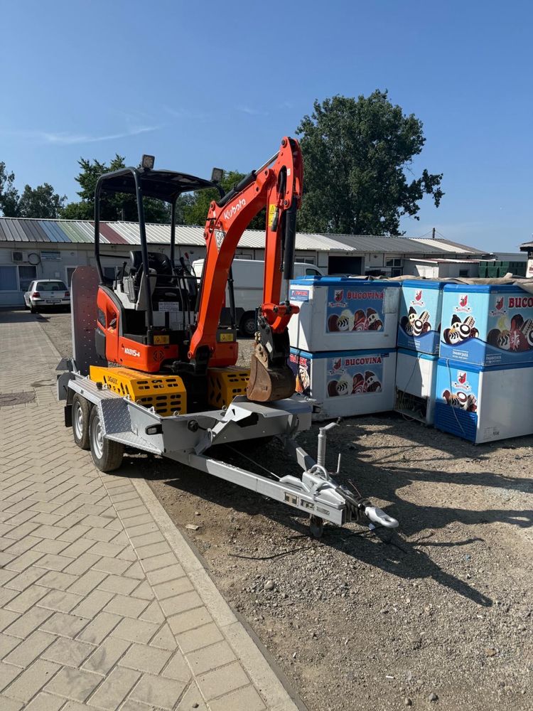 Mini Exacavator KUBOTA 1.5T, model: KX015-4 + Remorca