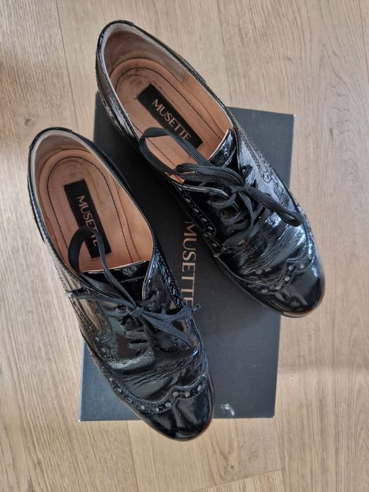 Pantofi fără toc Mussete cu șiret, piele, 39