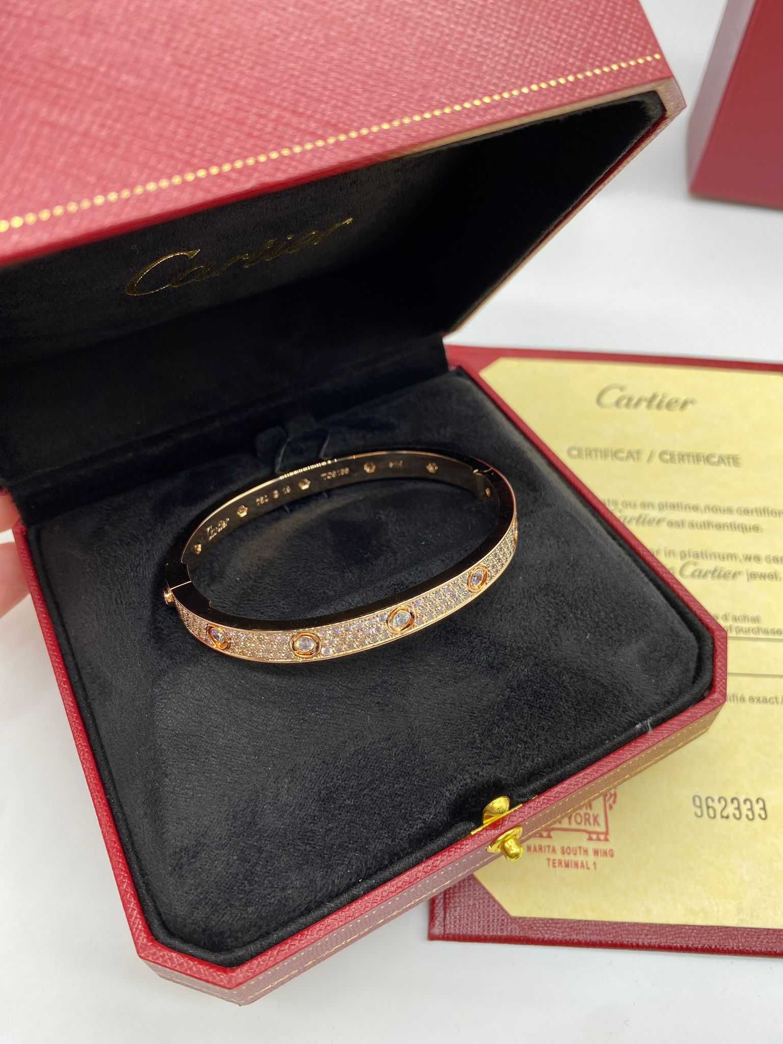 Brățară Cartier LOVE 16 Rose Gold 585 Full Diamond Full Box