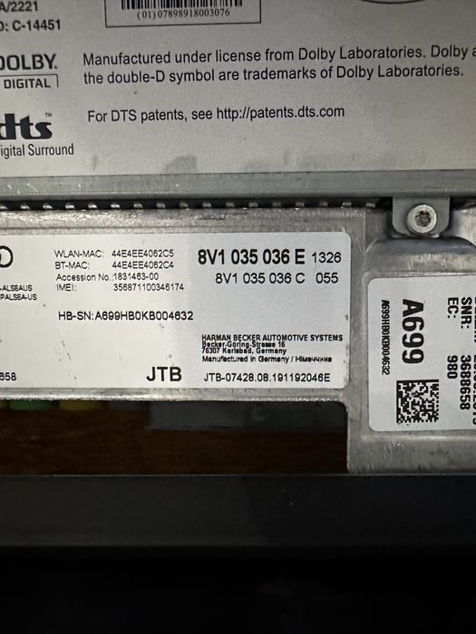 Navigatie / Unitate / Display / Joystick Audi A3 8V 2013-2020