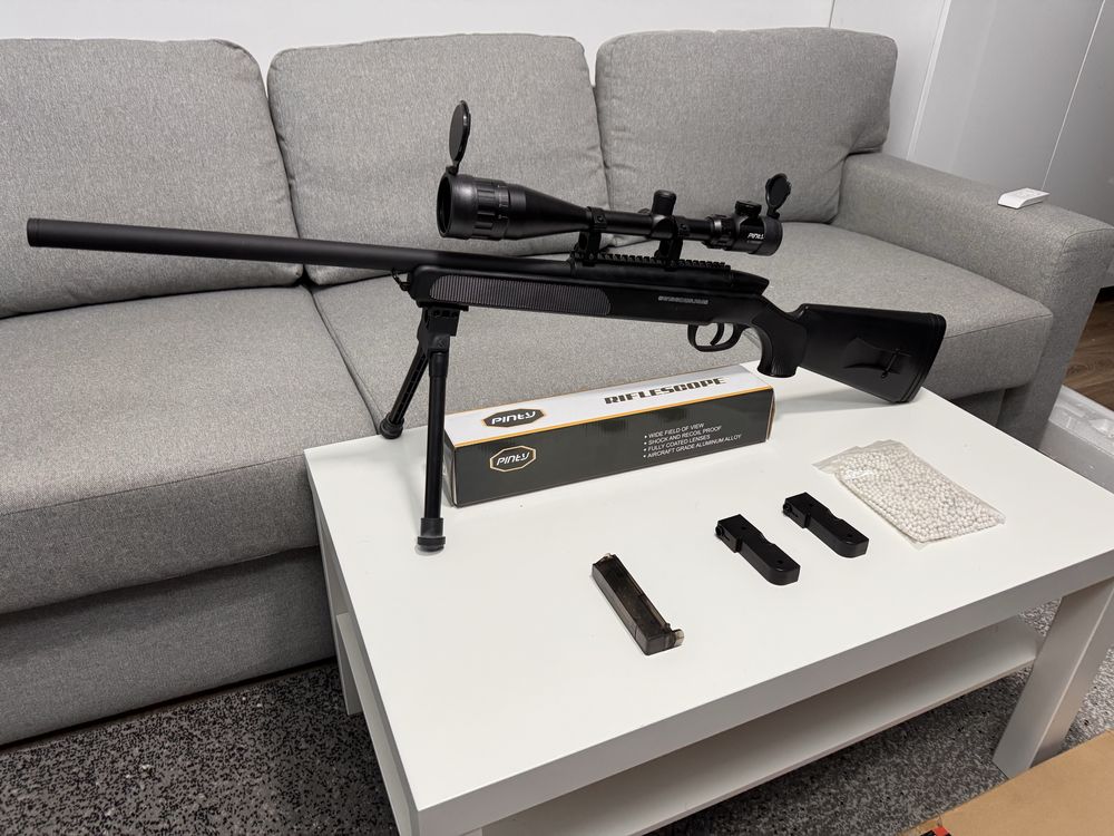 Airsoft sniper pe arc Swiss Arms Black Eagle M6 + luneta Pinty 6-24x50
