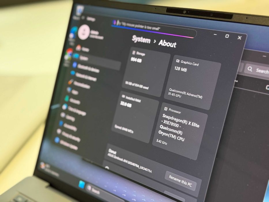 Laptop ASUS Zenbook UX3407RA, procesor Snapdragon® X Elite X1E 78 100