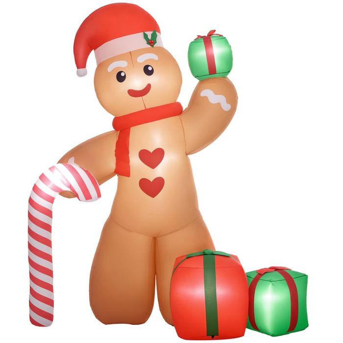 Коледна украса, надуваем джинджърмен с лед светлини