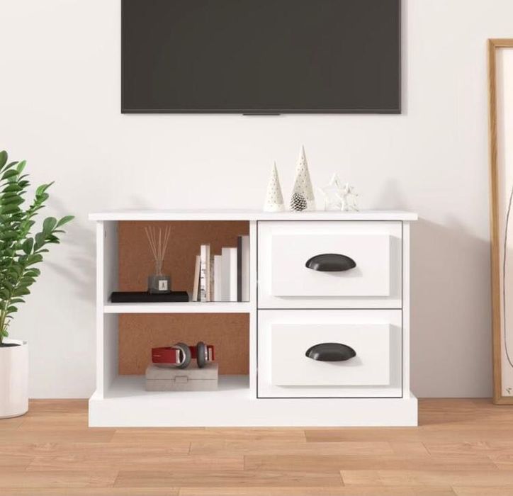 Comoda tv, alb, 73x35,5x47,5 cm, lemn prelucrat