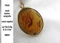 Pandantiv Amuleta Aur 14K Cu Email Serigrafie