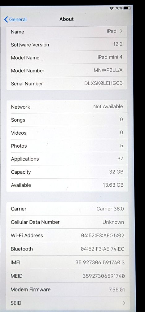 iPad Mini 4 32Gb WiFi + 4G, отключен към всички оператори!