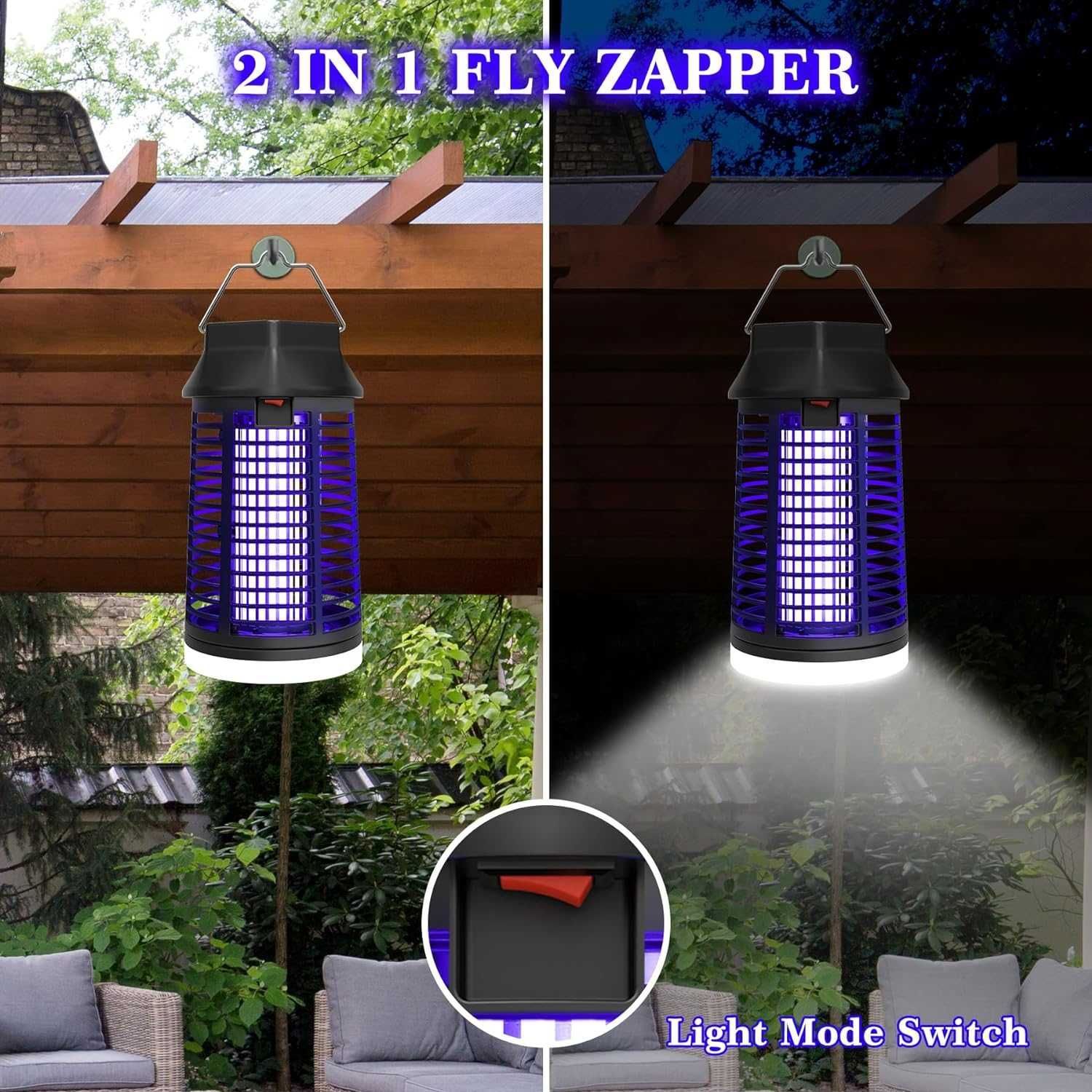 Лампа за унищожаване на комари, 2 в 1 уред за насекоми 4200V 15W UV