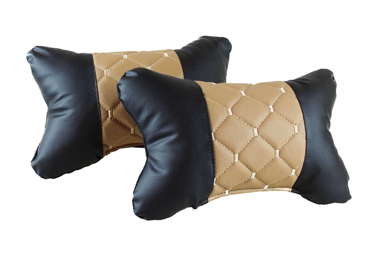 Възглавници за автомобилна седалка / Еко Кожа / черно с бежово