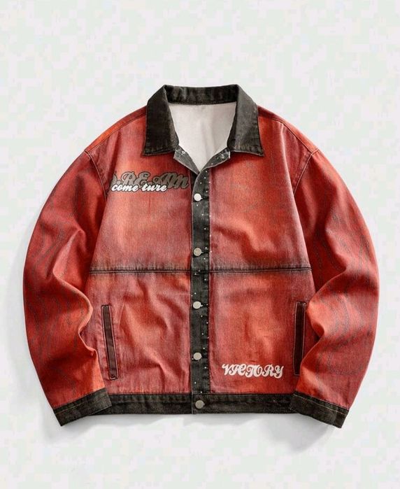 Нови мъжки  дънкови ризи яке Skull Harajuku череп овърсайз  Хл/2Хл