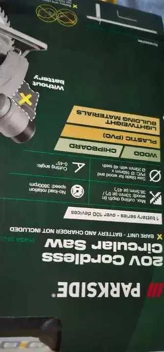 FIerastrau circular fara fir PARKSIDE® 20 V  PHKSA 20 LI C4