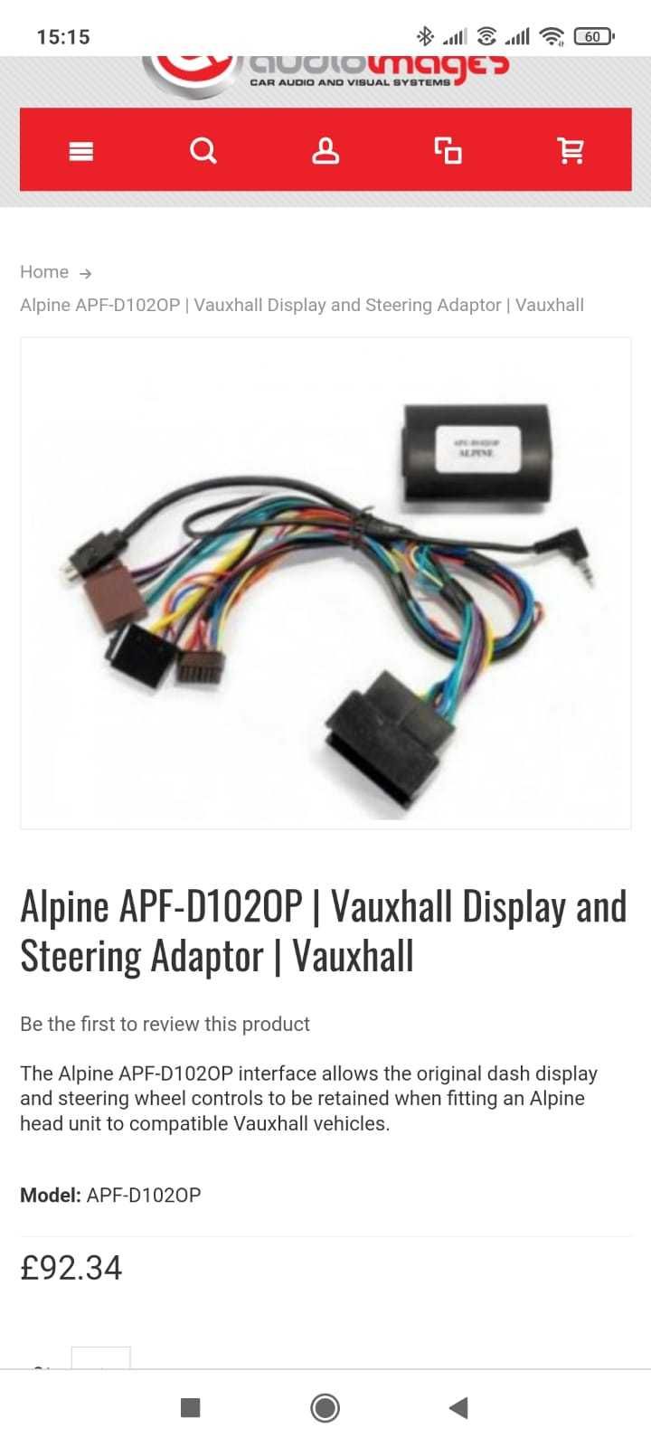 Alpine APF-D102OP Apf D102op Adapter Adaptor Opel