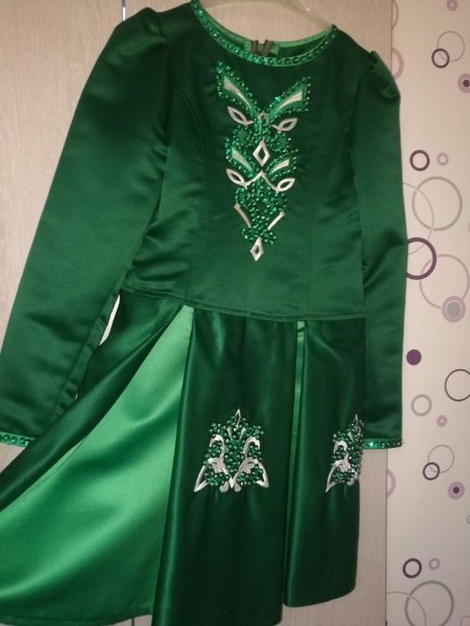 Rochie Irlandez Verde broderie cu paiete