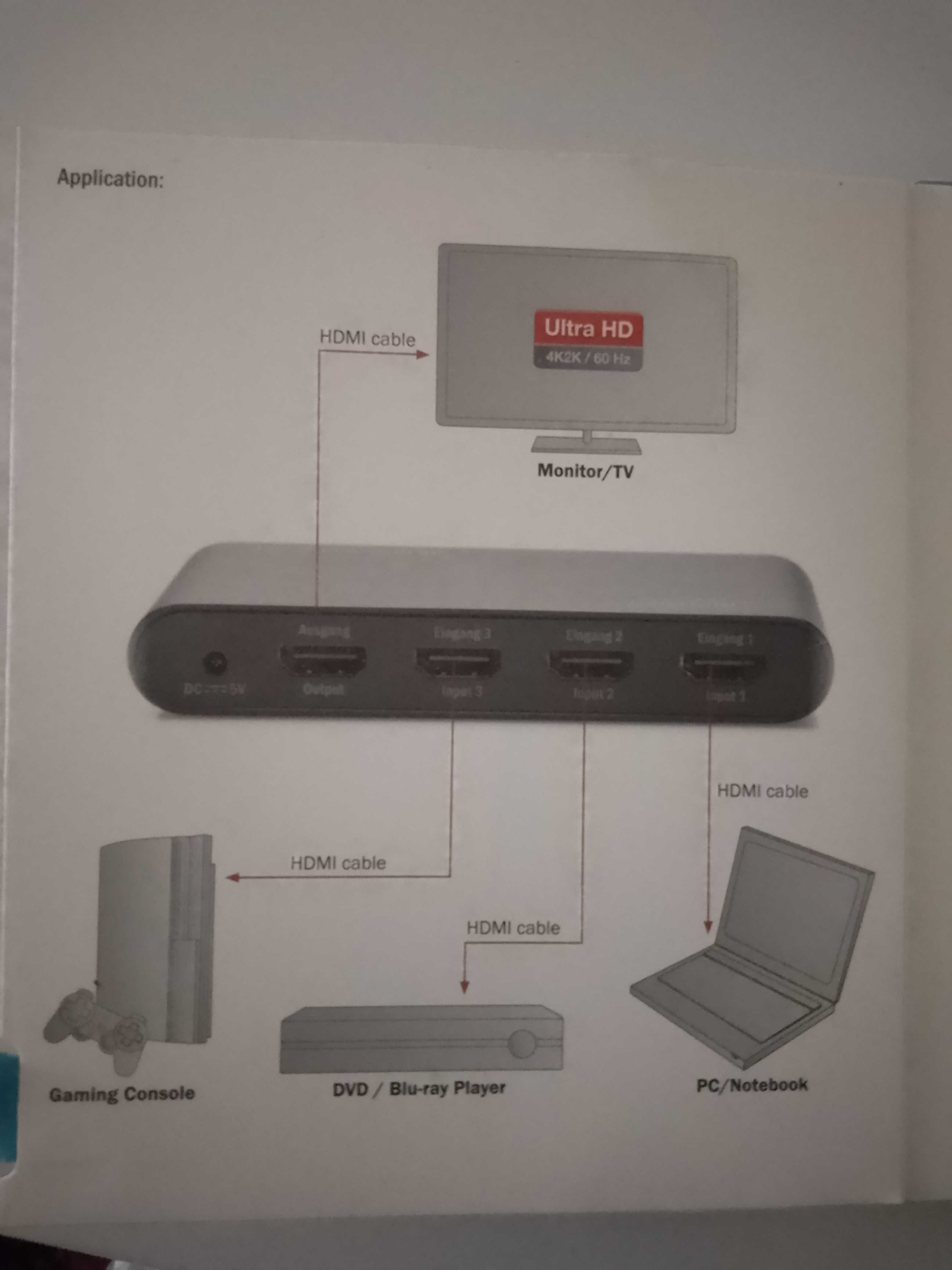 Digitus 4K HDMI switch 3x1 Ultra HD with 60 Hz