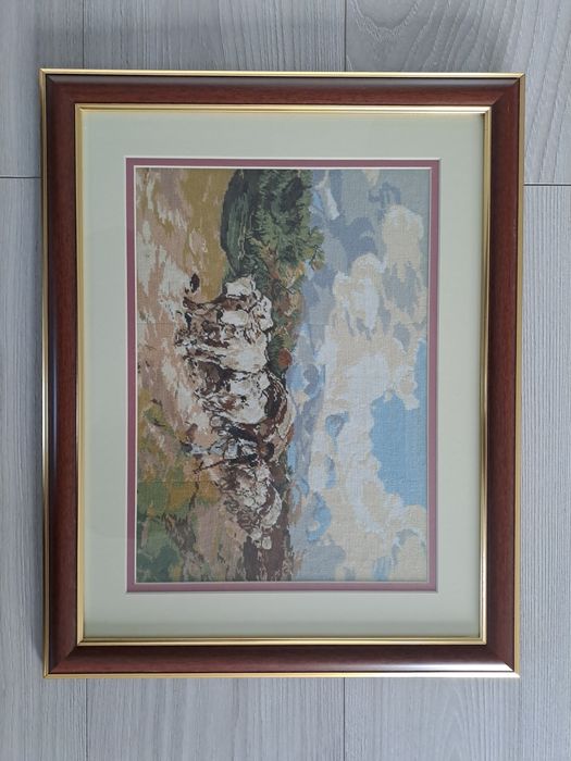 Goblen "Car cu patru boi" reproducere Nicolae Grigorescu