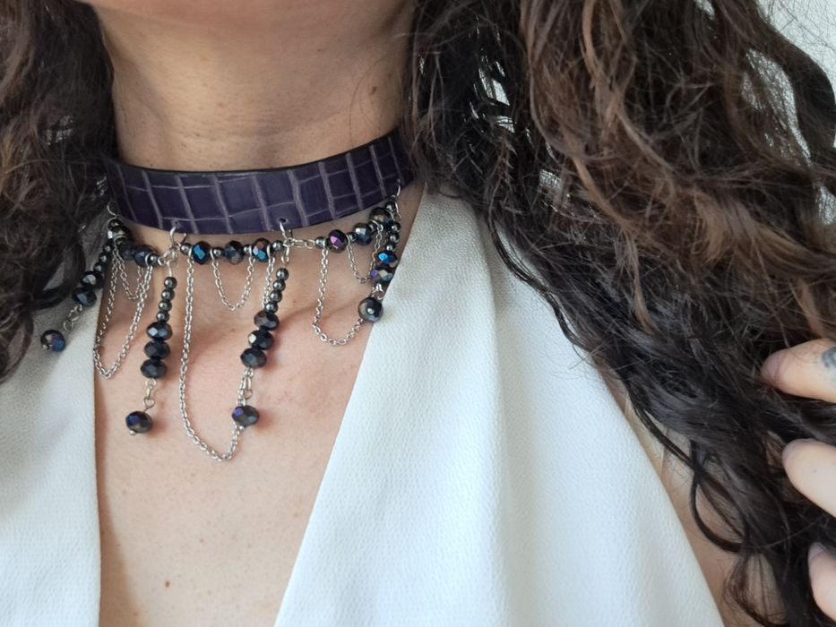 Colier choker cu cristale de hematit