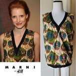 Marni H&M Superb Top Tribal Bumbac Decolteu V Top „Colecție Capsule”