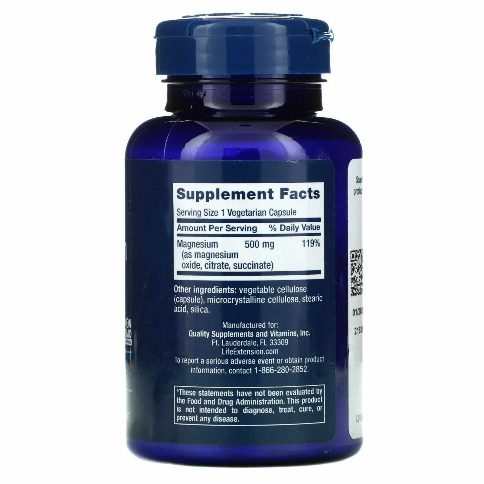 Life Extension, Magniy, Magnesium, Магний, 500 мг, 100 капсул