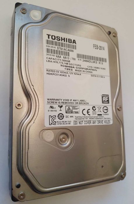 Хард Диск Toshiba HDD 3.5" 500GB SATA3 100%