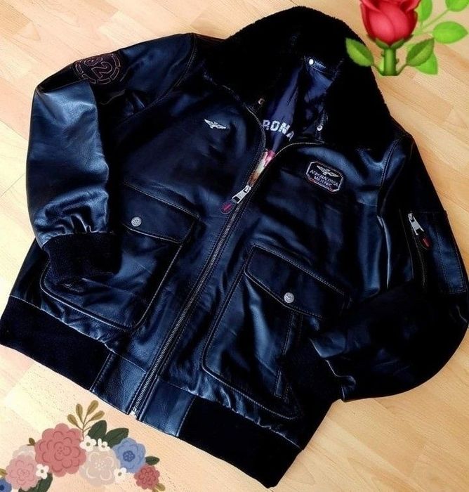 Geaca piele naturala 100%,tip aviator,guler detasabil blanita naturala