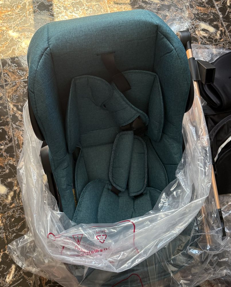 Carucior 3 in 1, L-Sun, reversibil, cu suspensii, cu scoica