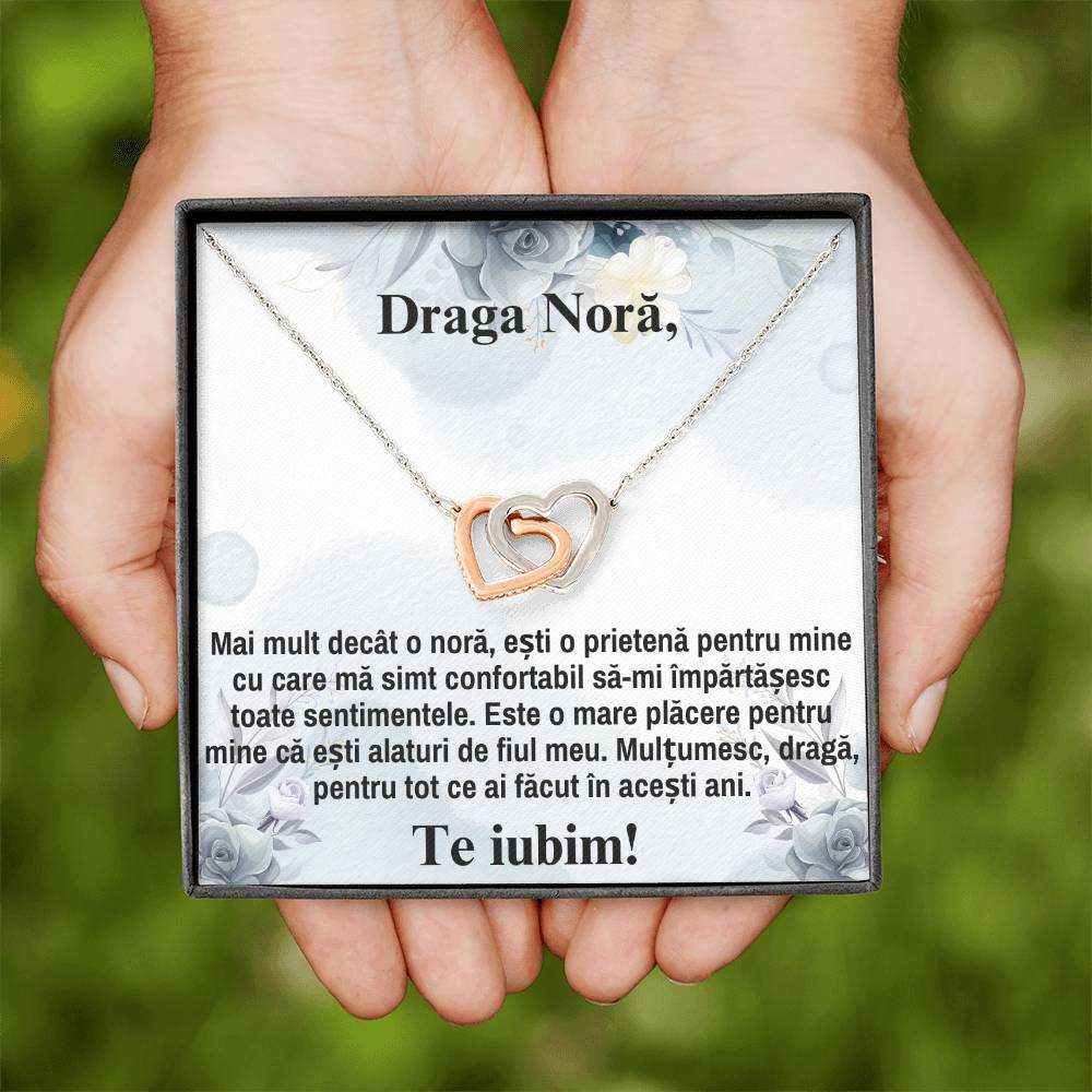 Colier pentru Nora, Argint + Zirconia, Card cu mesaj emotionant