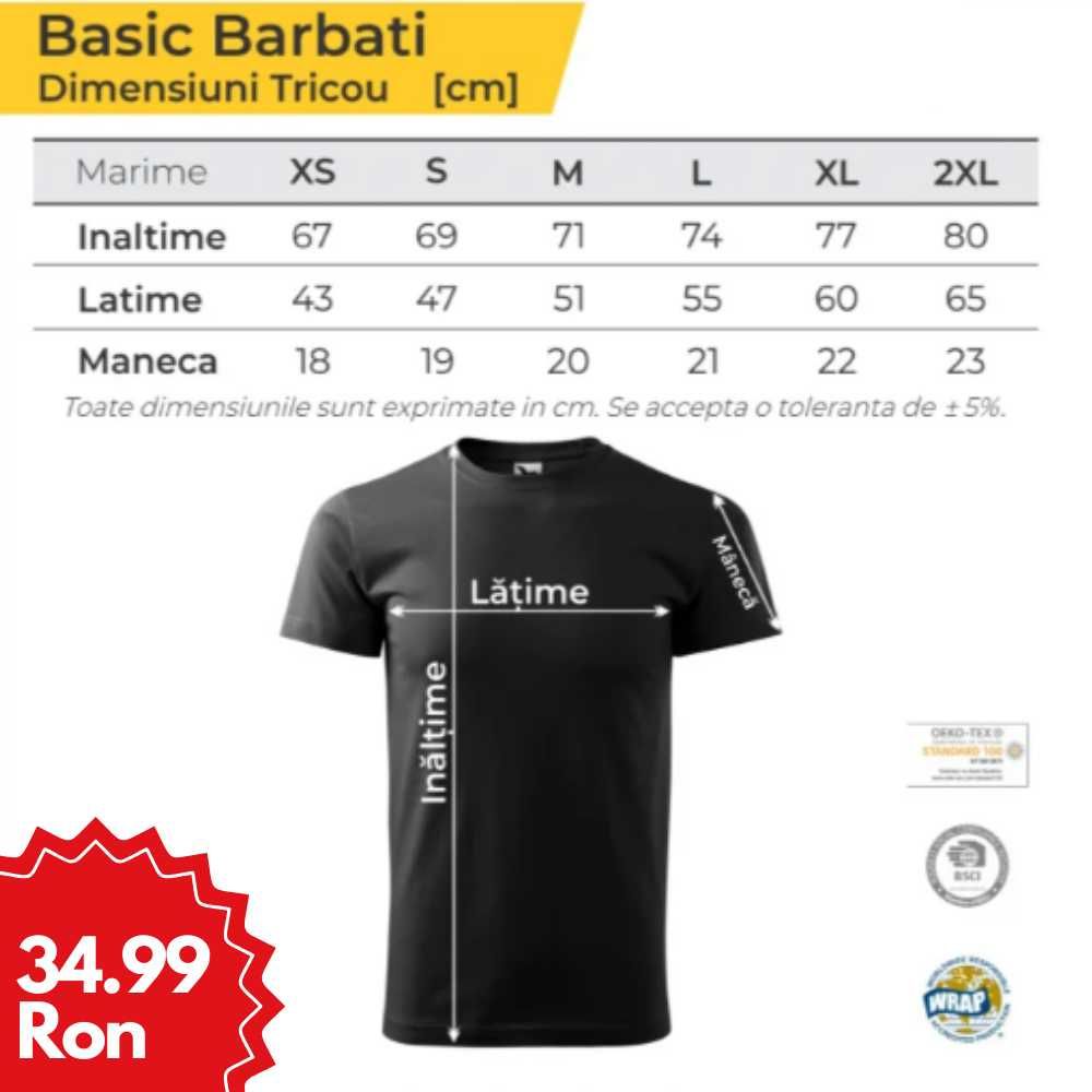 Tricou Personalizat Imprimare/Broderie pentru Barbat/Femeie