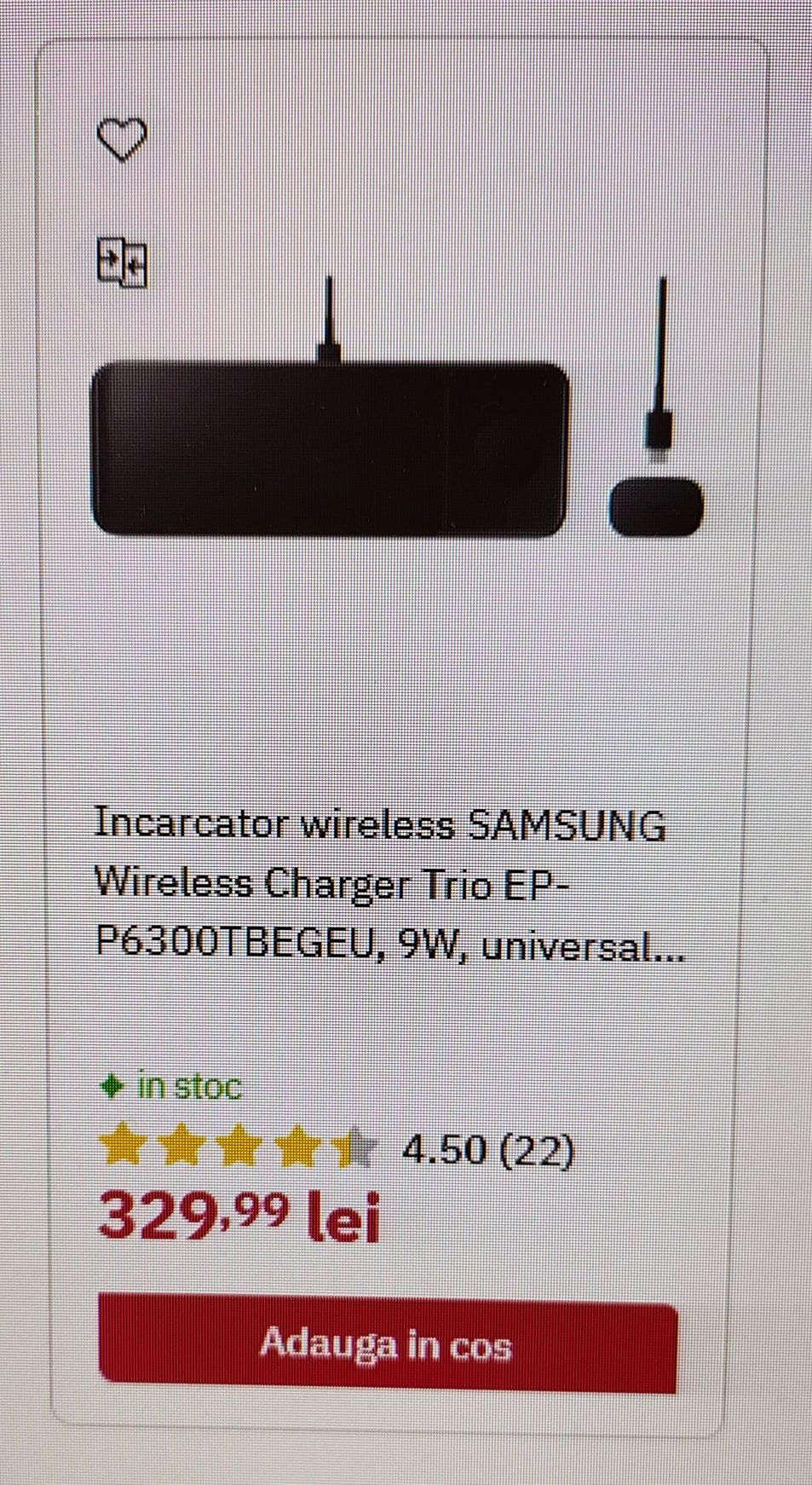 Incarcator wireless SAMSUNG Wireless Charger Trio EP-P6300TBEGEU, univ