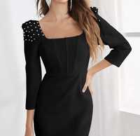 Rochie neagra cu perle