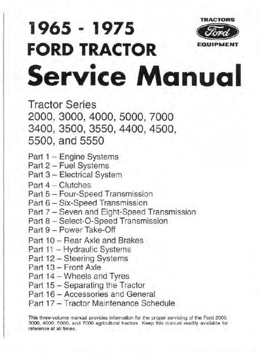 Manual service tractor Ford 3500 3550 o 4400 4500 o 5500 5550 carte