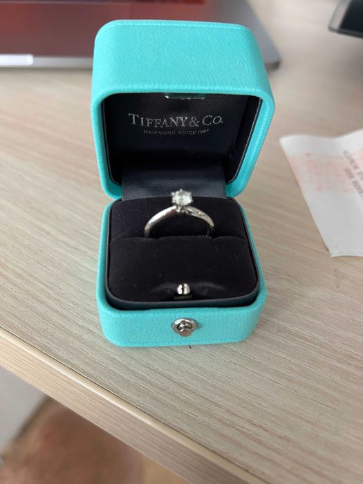 Inel logodna Tiffany & Co platina cu diamant VVS1 H 0.44