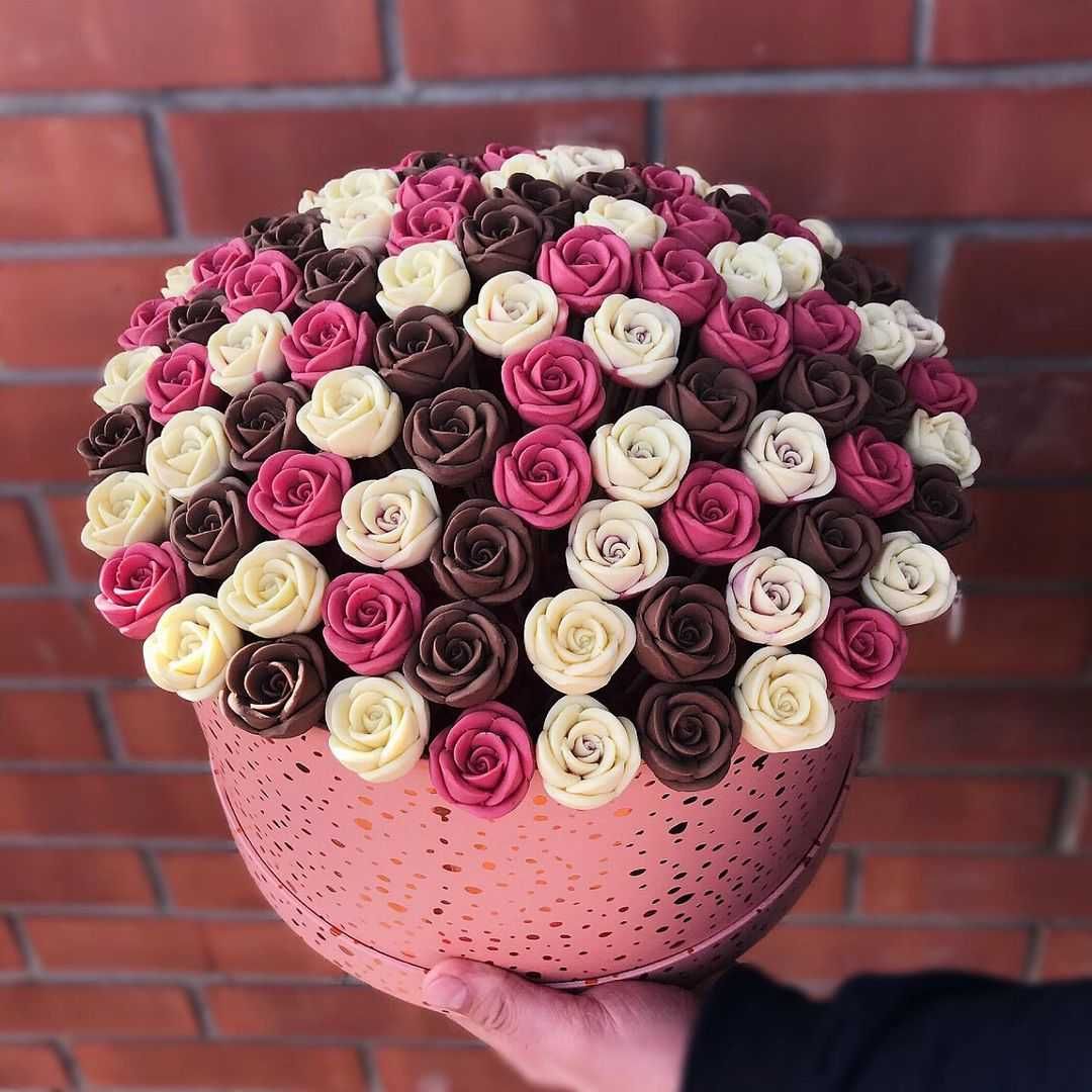 Шоколадные розы букет | Доставка съедобные цветы | Уникальный подарок