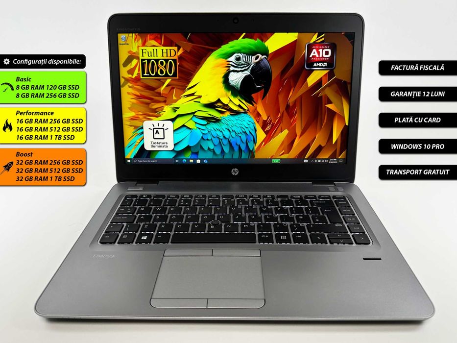 Laptop HP Elitebook AMD 16 gb 1 tb 14 inch Full HD Garantie 1 an