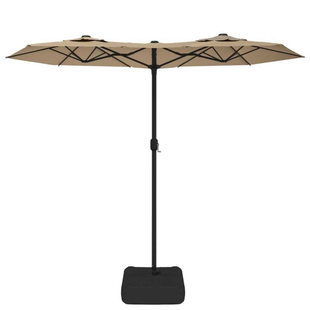 Umbrela de soare gradina/terasa cu lumini LED 316×240 cm Taupe BRESCIA