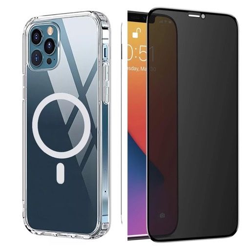 Iphone 12 13 14 PRO MAX Pachet Husa Magnetica MagSafe + Folie Sticla