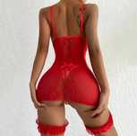 Costum sexy Lenjerie intima sexy cu portjartiere Rosu sau negru *